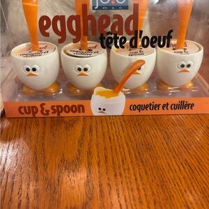 Joie Egghead Orange and White Cup & Spoon Set